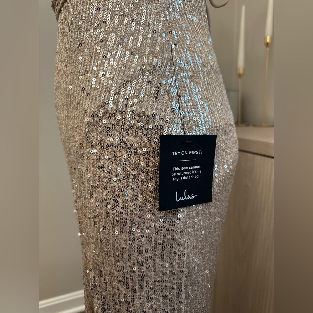 NWT Lulu’s Champagne Dress - Picture 6 of 8